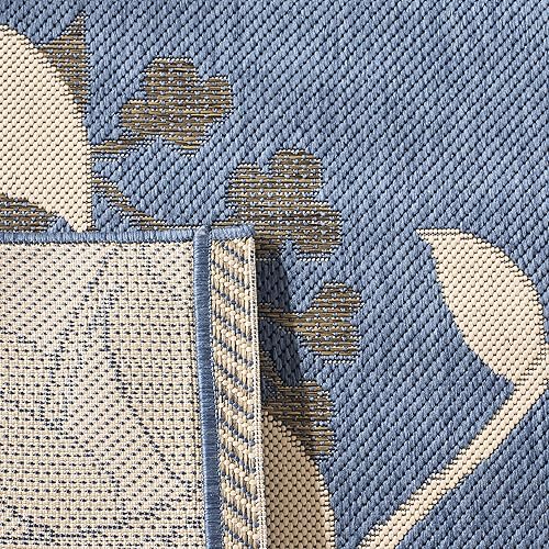 Miniatura 3 de SAFAVIEH Courtyard Collection CY7019 - Alfombra decorativa para interiores y exteriores, impermeable, fácil de limpiar, 8 x 11 pies, azulbeige