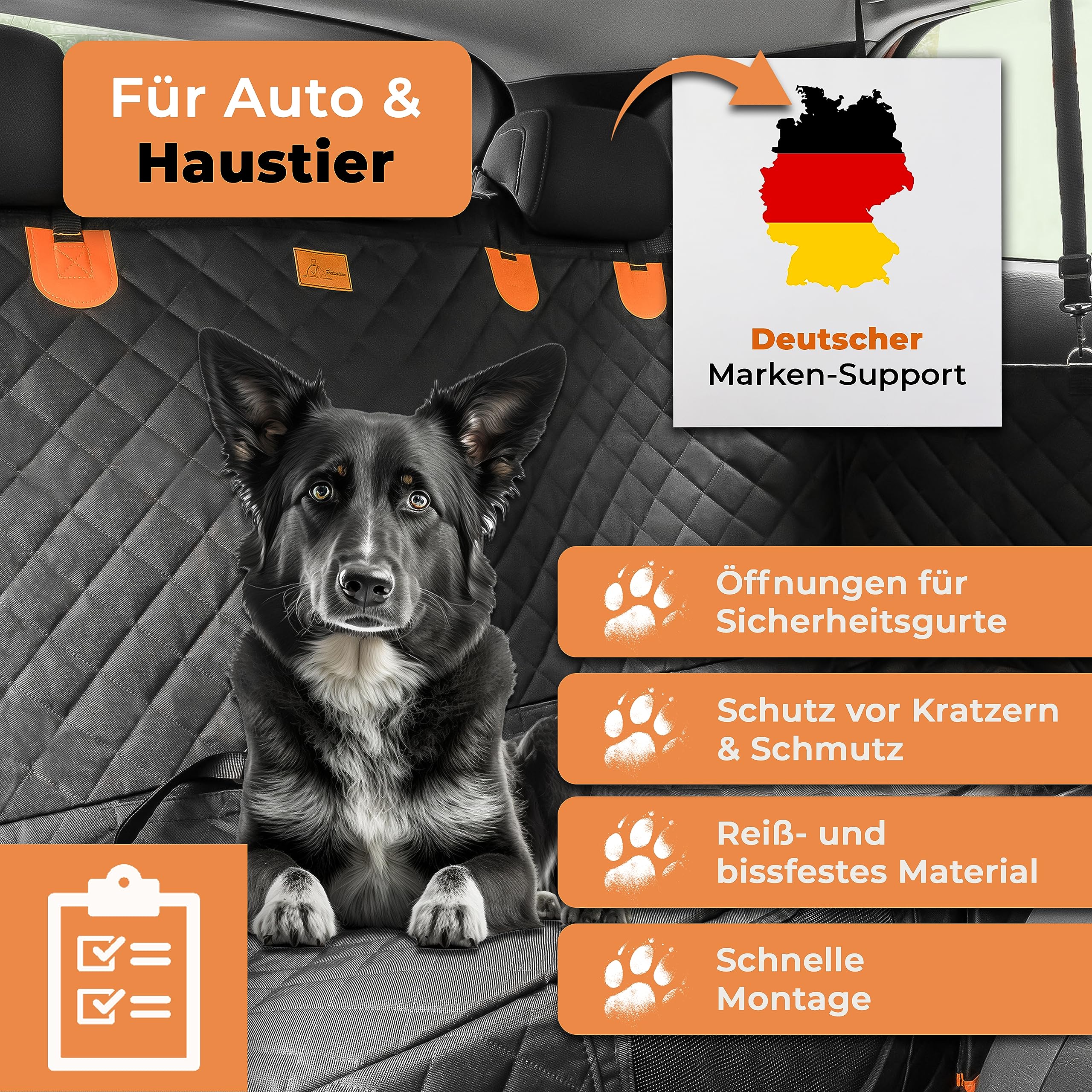 Hundedecke für Auto Rückbank [Premium] Wasserabweisende Autoschondecke für Hunde mit Sichtfenster und Seitenschutz - Pflegeleichte Autodecke Hund Rücksitz Hunde Hundeschutz Auto