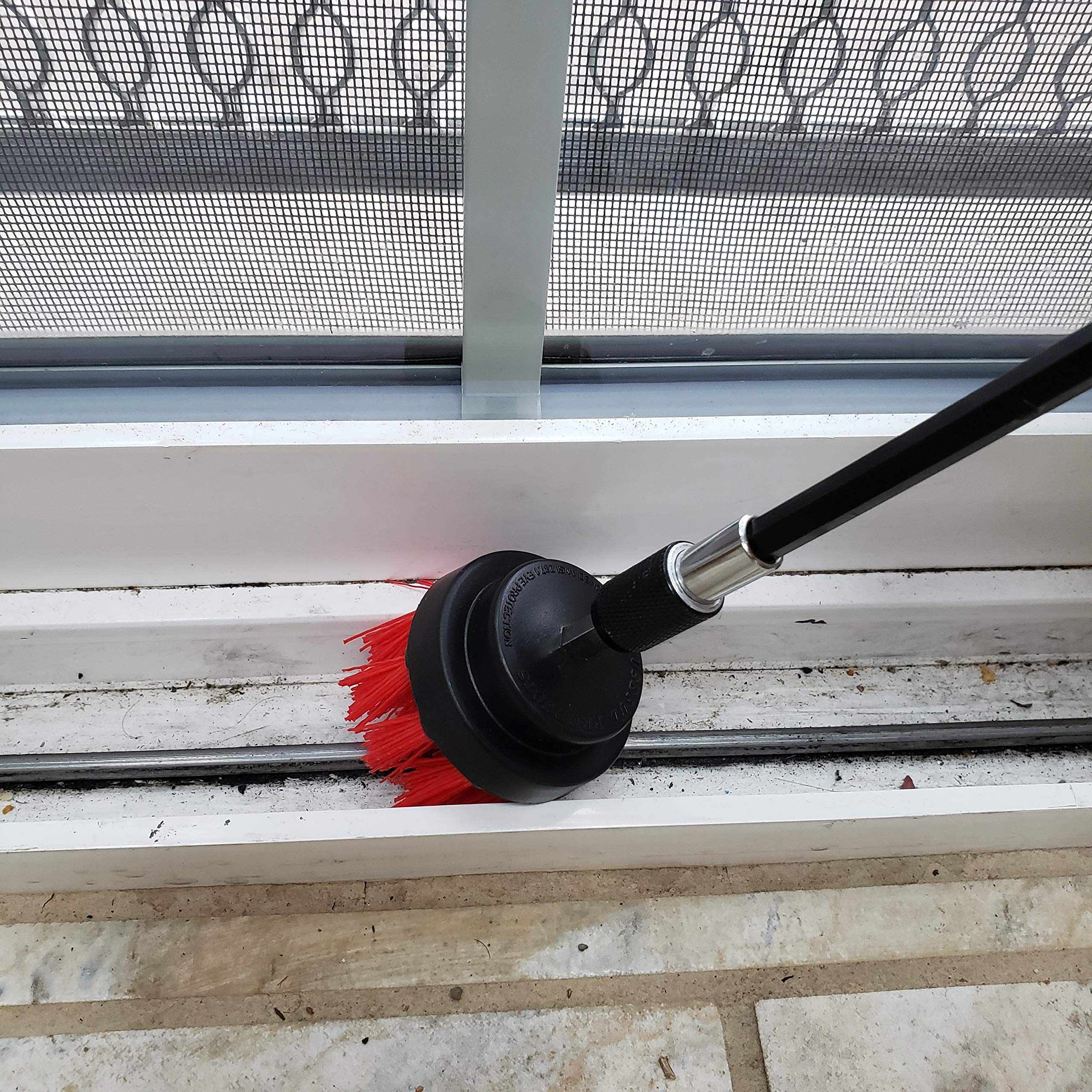 Juego de 3 cepillos para taladro, con cepillo de limpieza Trae It On Power Scrubber | Plus 6 pulgadas de extensión, uso en lechada, coches, superficies de baño, azulejos, placa base, ducha y bañeras