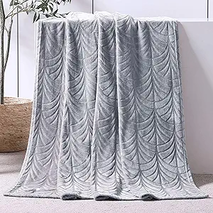 Whale Flotilla Flannel Fleece Throw Blanket for Couch, Soft Fluffy Velvet Sofa Blanket with Decorative Vintage Pattern for All Season, Warm and Lightweight, 50x60 Inch, Silver Grey