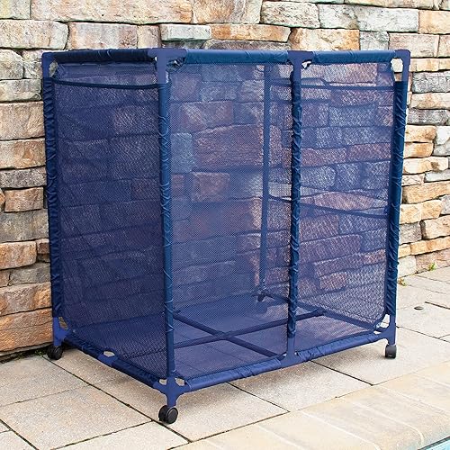 Miniatura 8 de Flotadores de piscina al aire libre, bolas, juguetes y equipos, organizador de malla rodante, grande (35 pulgadas de ancho x 25.4 pulgadas de largo