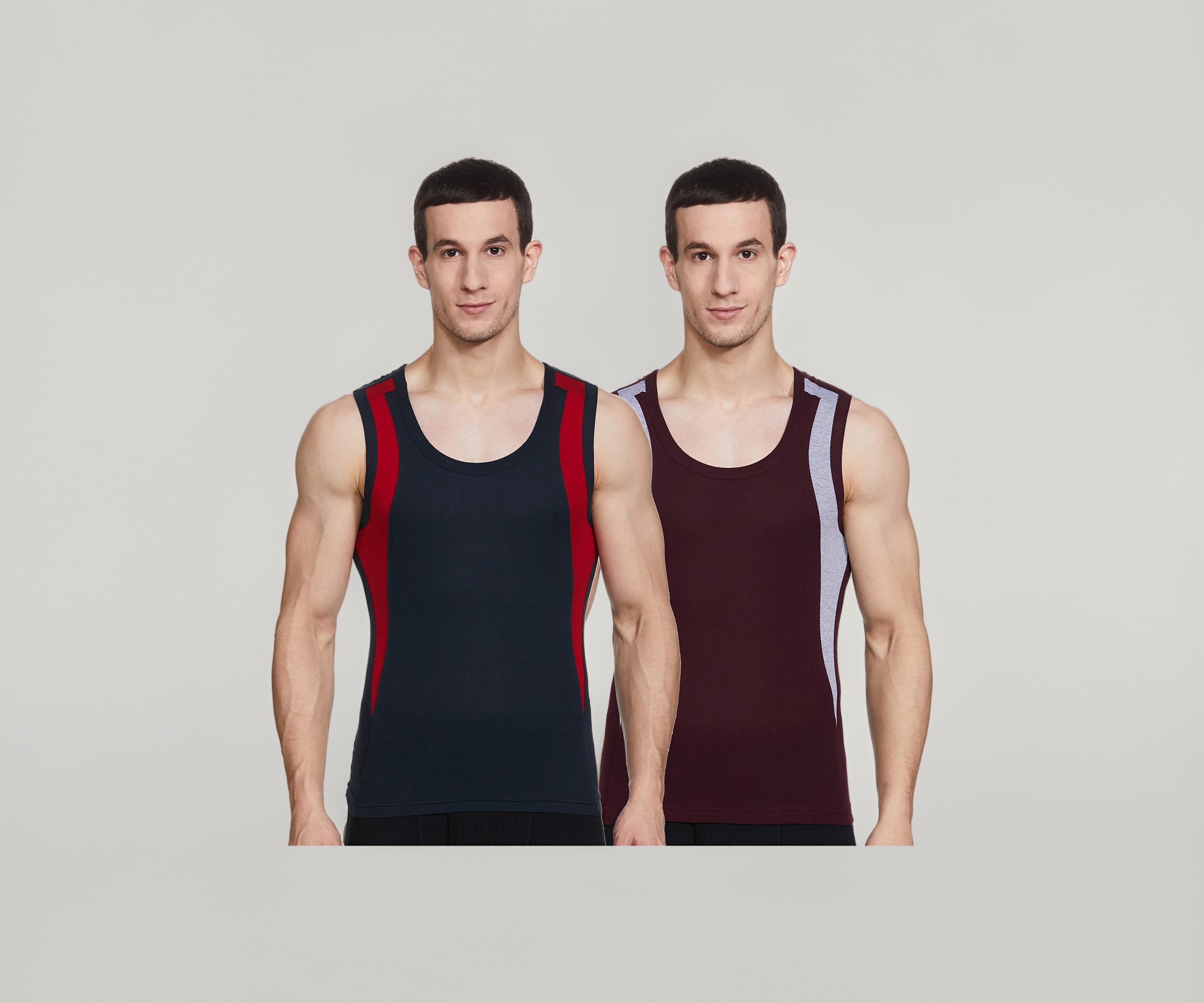 Originals Men 100% Combed Cotton Slim Fit Gym Vest (Pack of 2)