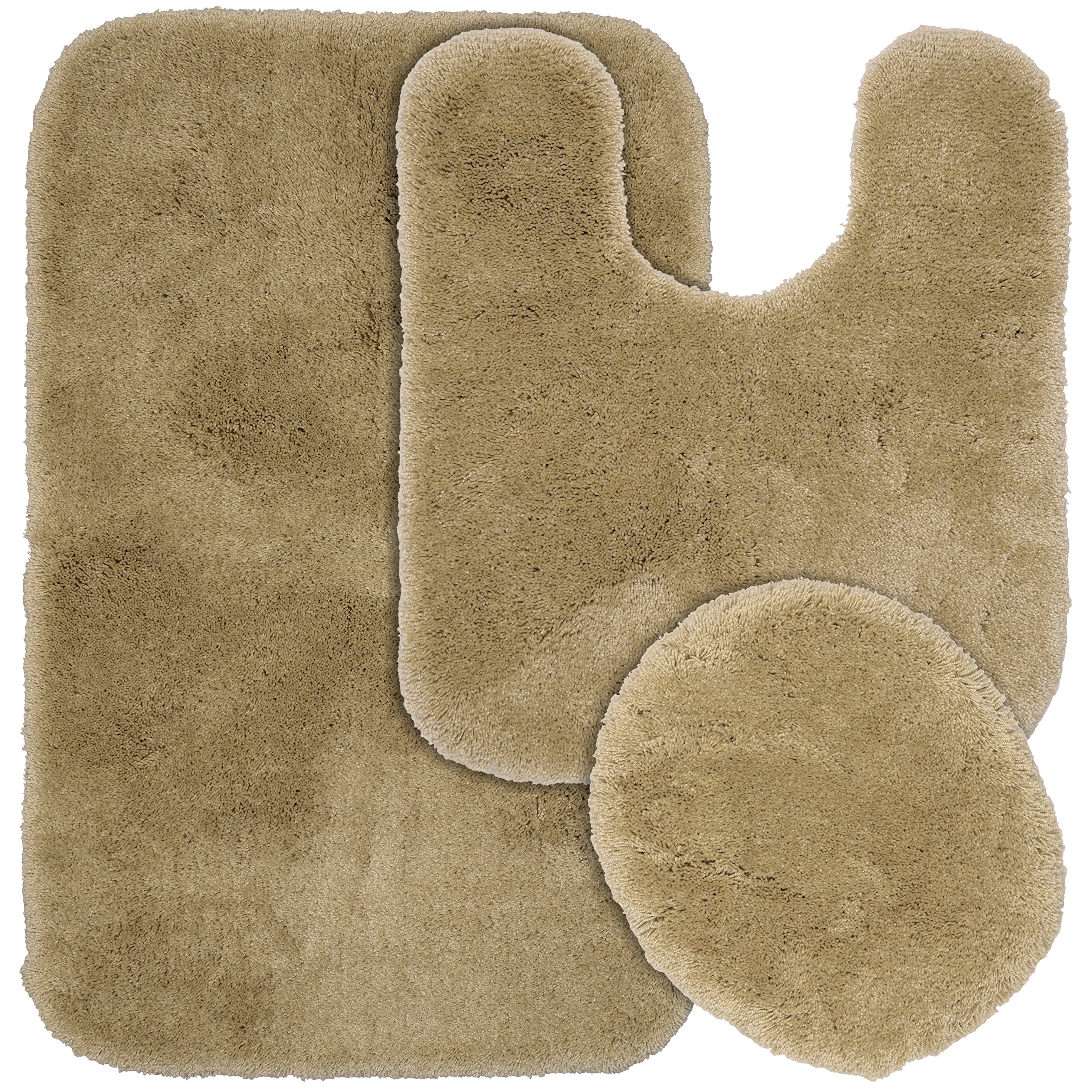 Photo 1 of Garland Rug 3-Piece Finest Luxury Ultra Plush Washable Nylon Bathroom Rug Set, Taupe 3-Piece Set Taupe