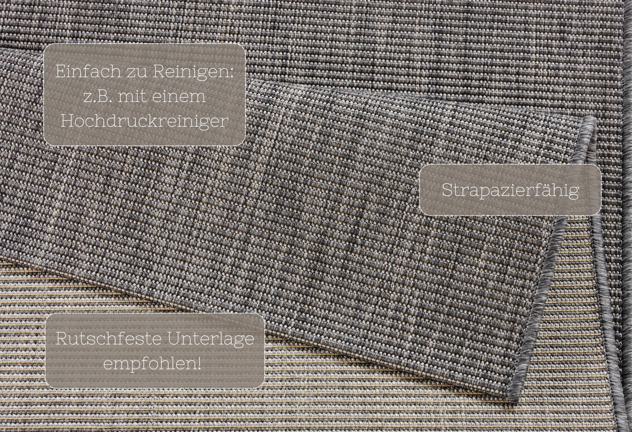 BODENMEISTER Sisal Tapijt Modern Hoge Kwaliteit Grens Plat Weefsel, Verschillende Kleuren En Maten Variant Grijs Wit Naturel 133x190