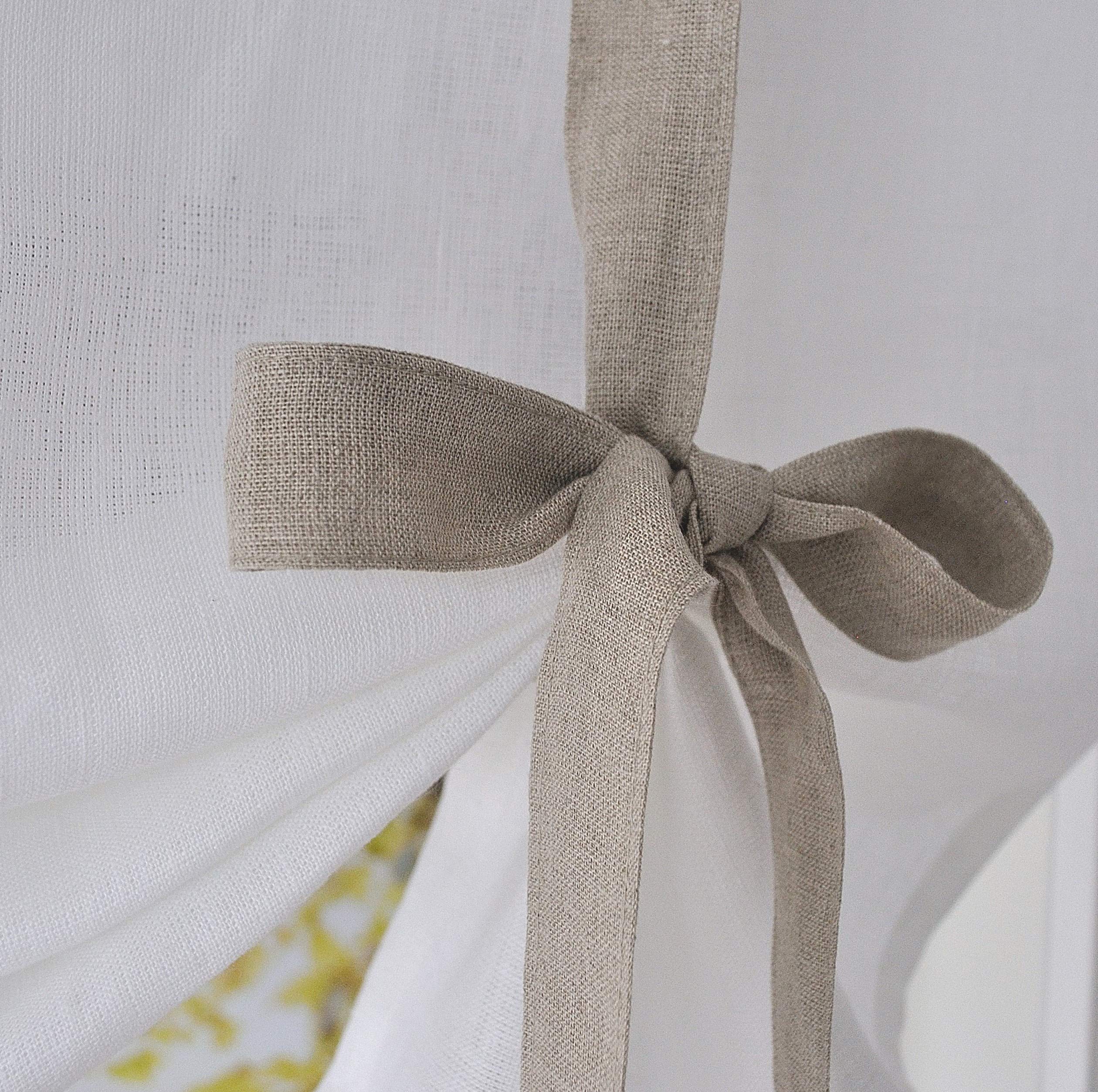 Kutti Store Voilage Venezia 100% Pur Lin Passe Tringle Blanc Naturelle Ruban bordé Hauteur réglable L 120 x H 100 cm…