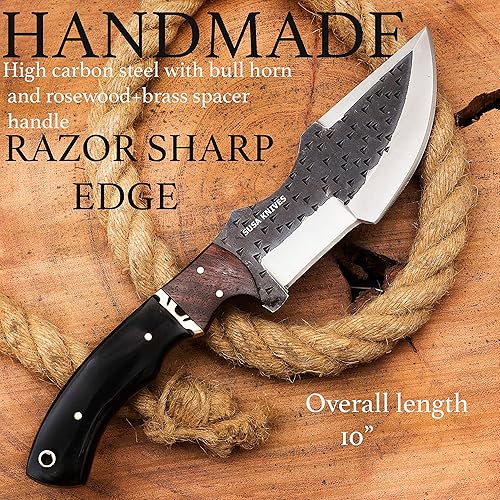 Miniatura 2 de SUSA KNIVES Cuchillo de rastreador de acero D2 hecho a mano con mango de Micarta, cuchillo de supervivencia, cuchillo de campamento, cuchillo