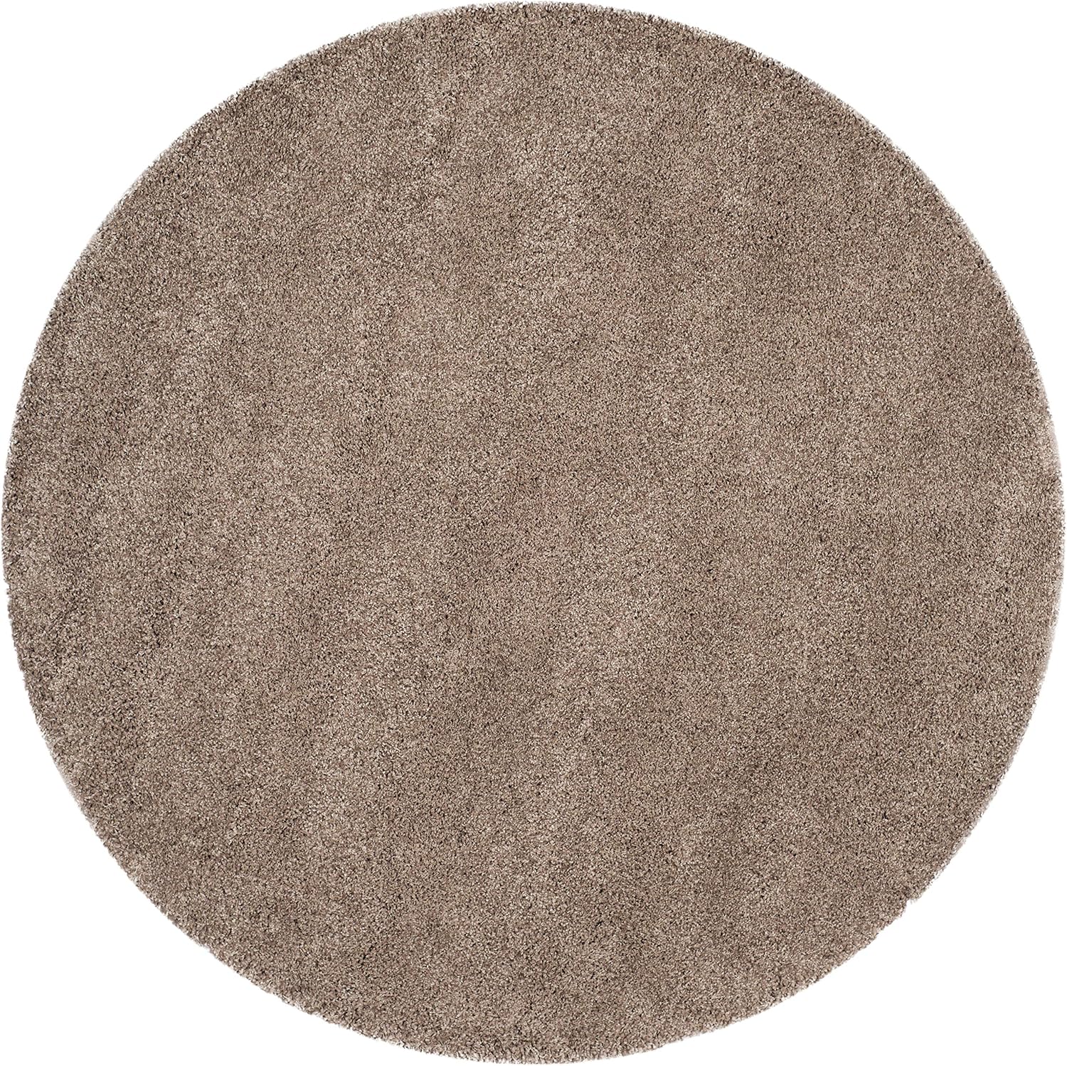 SAFAVIEH California Shag Collection Area Rug - 6'7" Round, Taupe, Non-Shedding & Easy to Clean, Ultra Plush Thick Pile, Ideal for Living Room, Bedroom, Dining Space (SG151-2424)