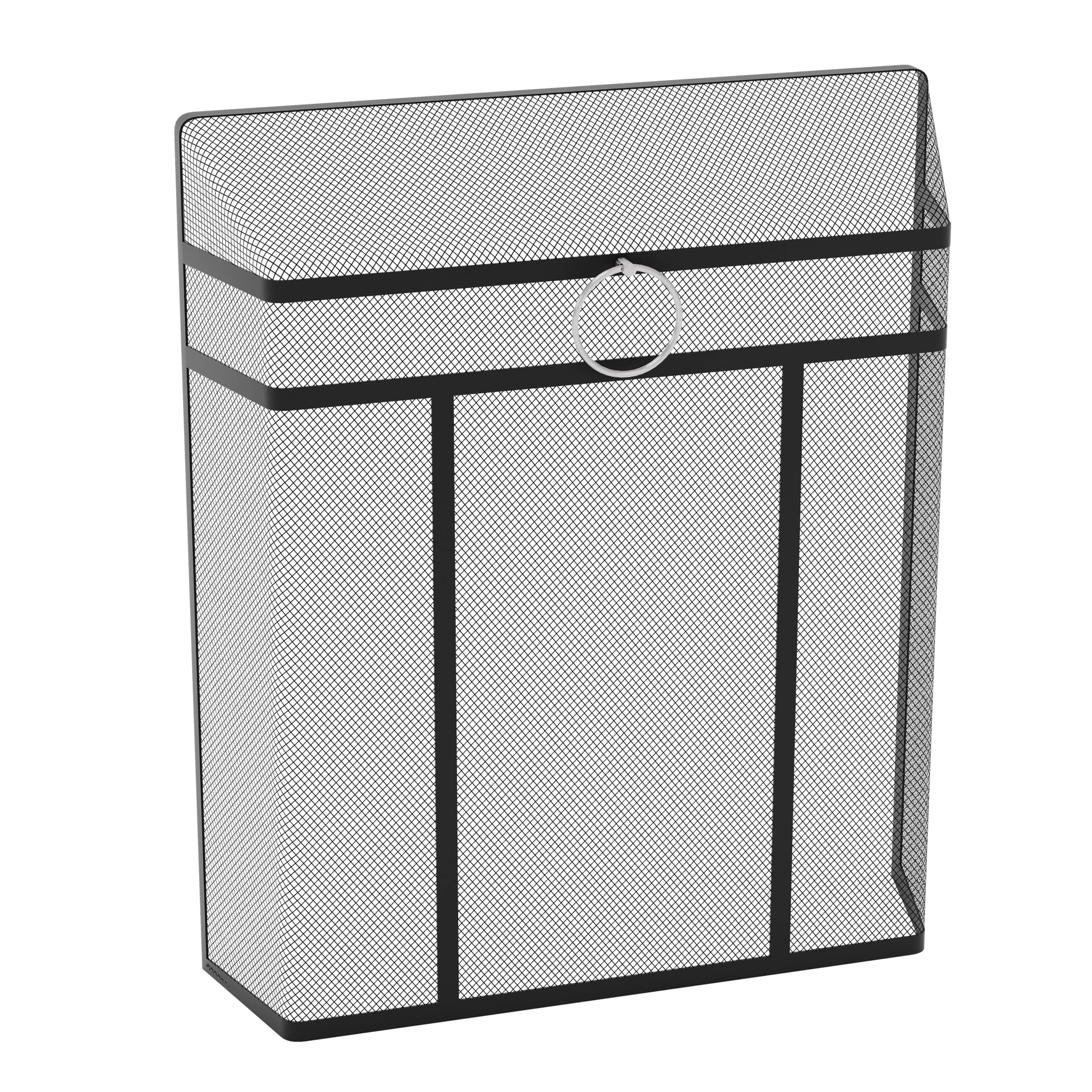 Fire Vida Octon Spark Fire Guard, Black & Chrome Ring, 28 Inch Freestanding