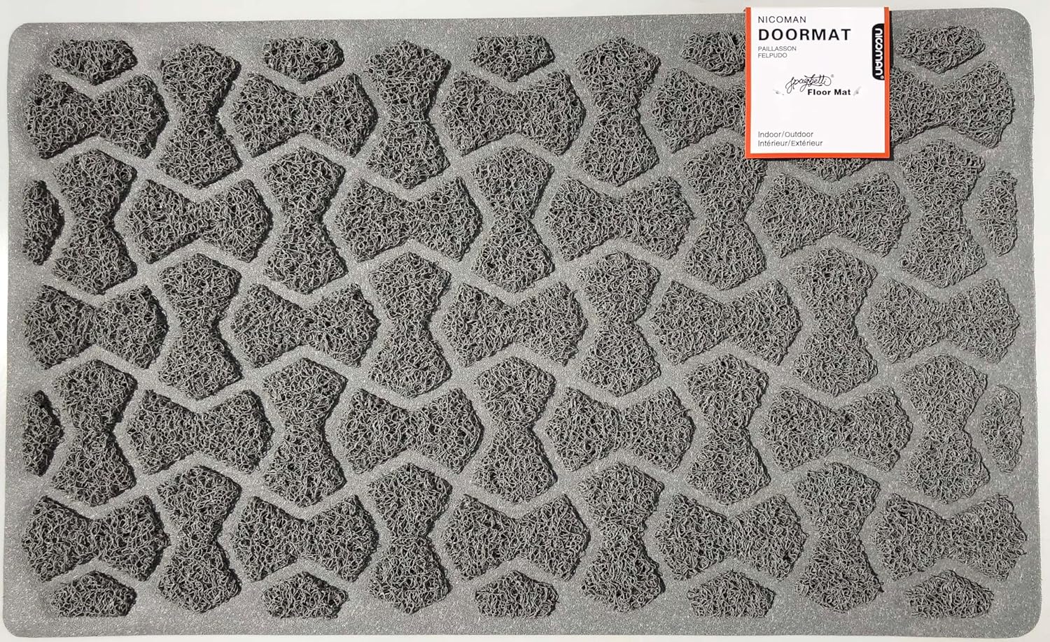 Nicoman Bow-Tie Form Door Mat-(Use Outside ONLY), Filth-Trapper Jet-Washable Spaghetti Doormat, Gray, 75x44cm