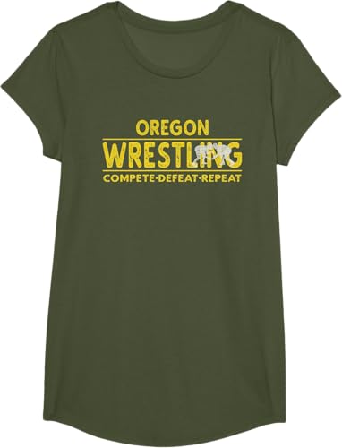 Miniatura 18 de Oregon Wrestling - Compete, Defeat, Repeat T-Shirt Negro,Azul Marino,Asfalto,Blanco,Azul Pastel,Arándano,Rojo,Verde Bosque,Verde Kelly,Verde