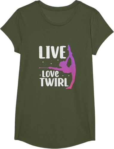Miniatura 12 de Twirl Baton Twirling Twirler Majorettes T-Shirt Black,Navy Blue,Asphalt Grey,Baby Blue,Cranberry Red,Red,Kelly Green,Brown,Olive Green,Dark Heather