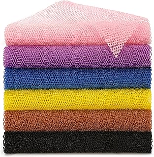 6 Pieces African Net Sponge African Exfoliating Net Long African Bath Sponge Washcloth Shower Net African Body Scrubber Net for Skin Smoother Daily Use(Pink,Yellow,Purple,Black,Blue,Brown)