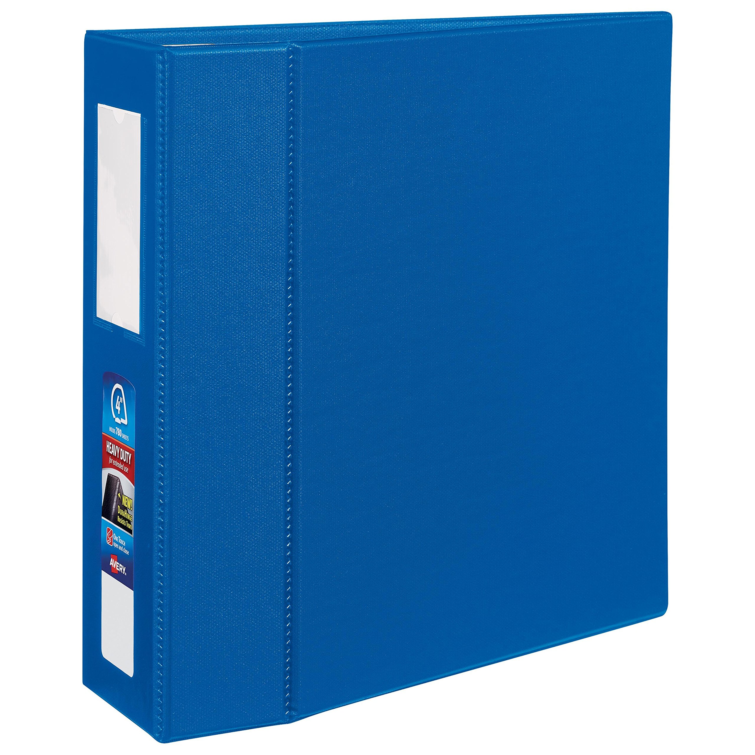 Avery Heavy-Duty Binder with 4-Inch One Touch EZD Ring, Blue, 1 Binder (21017)