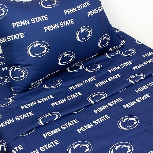 Miniatura 3 de Everything Comfy Penn State Nittany Lions - Juego de sábanas de 3 piezas de tamaño individual fondo de color del equipo 1 sábana encimera 1 sábana