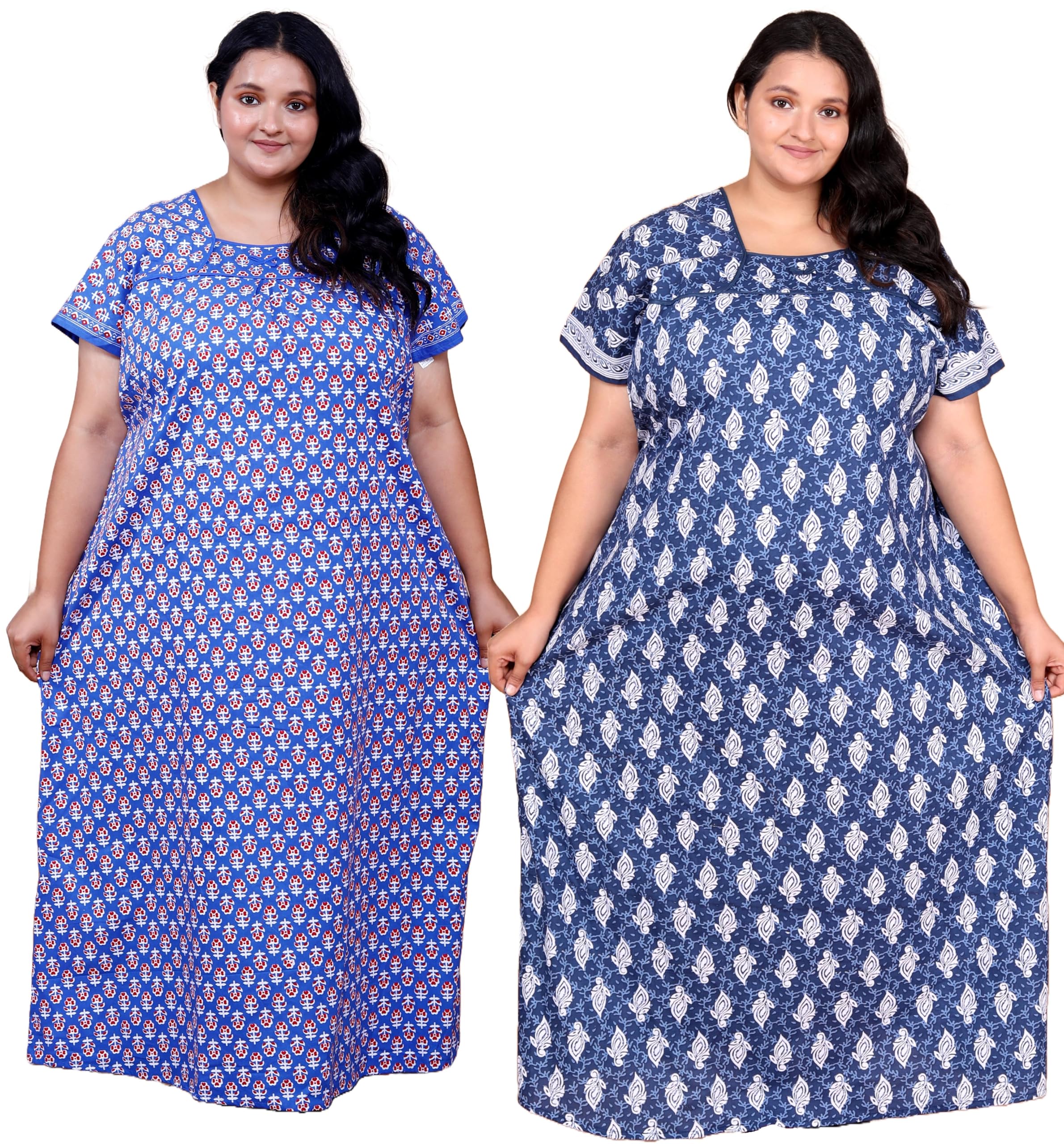 Cotton Jumbo Sleepwear Maxi | Nightgowns for Women Pack of 2 Premium Printed Long Nighty-picture-53