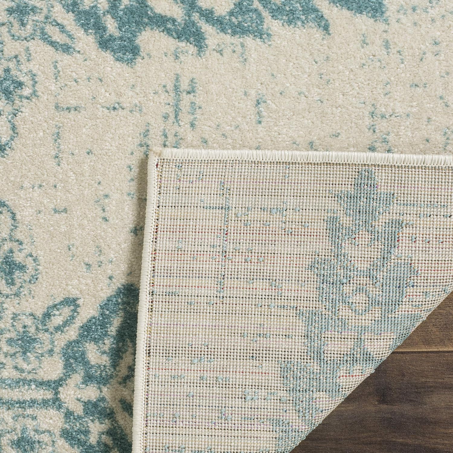SAFAVIEH Evoke Collection 9' x 12' Ivory / Teal EVK521F Boho Non-Shedding Living Room Bedroom Dining Home Office Area Rug