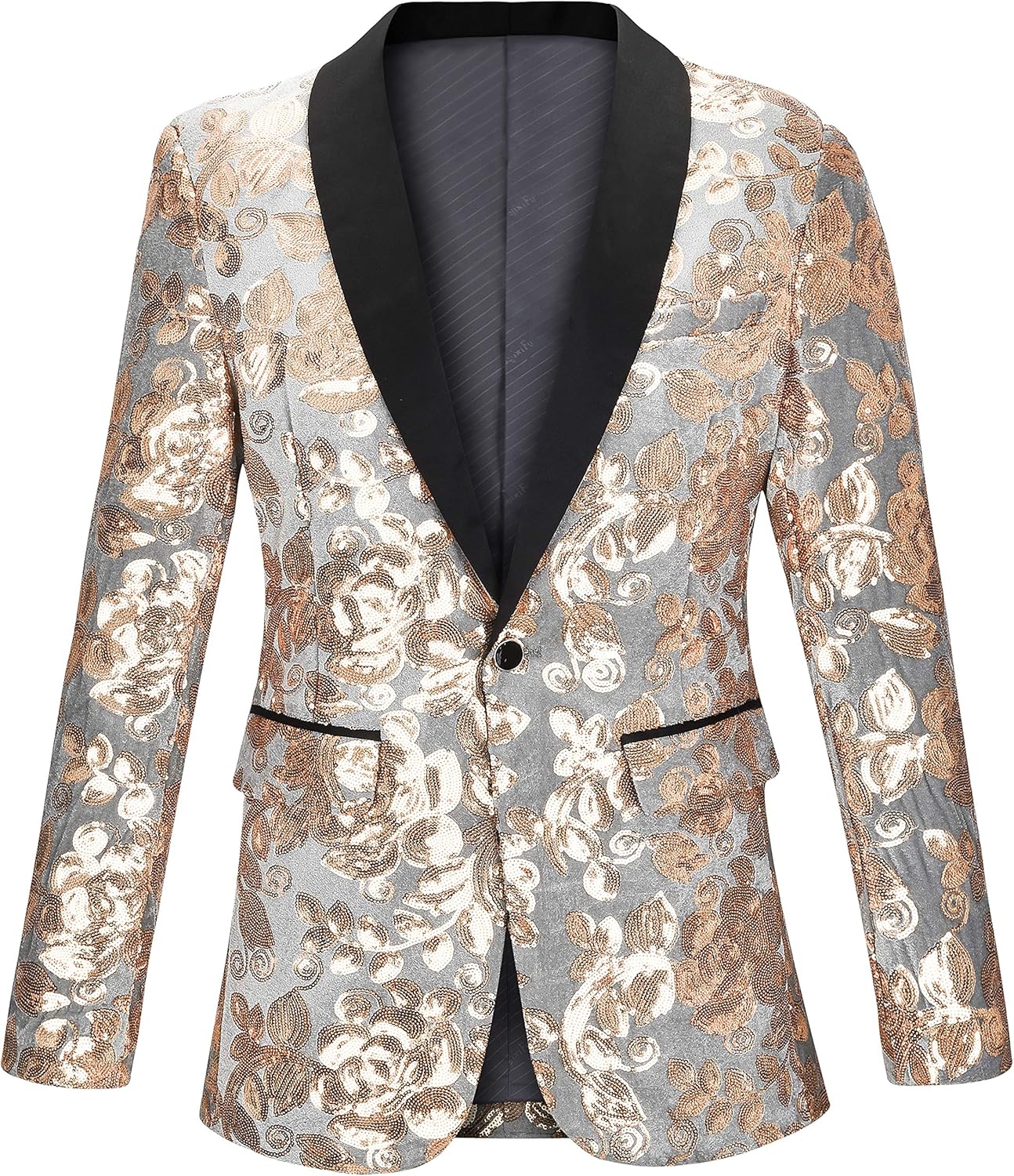 Men's Slim Fit Velvet Shiny Sequins Suit Jacket Blazer Stylish One Button Notch Lapel Tuxedo for Party,Wedding,Banquet,Prom