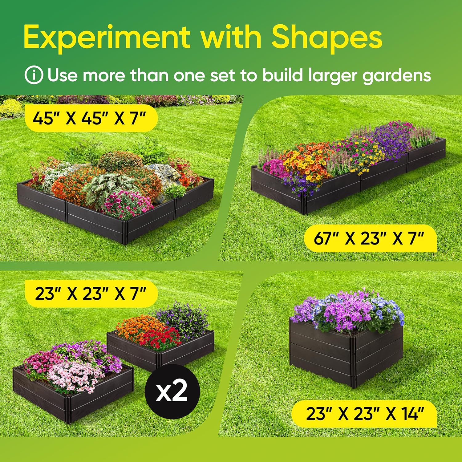 Raised Garden Bed Made of 100% Recycled Plastic Panels | Garden Boxes with Legs or Without | Holding 9.2 cu ft of Soil |by D.F. Omer