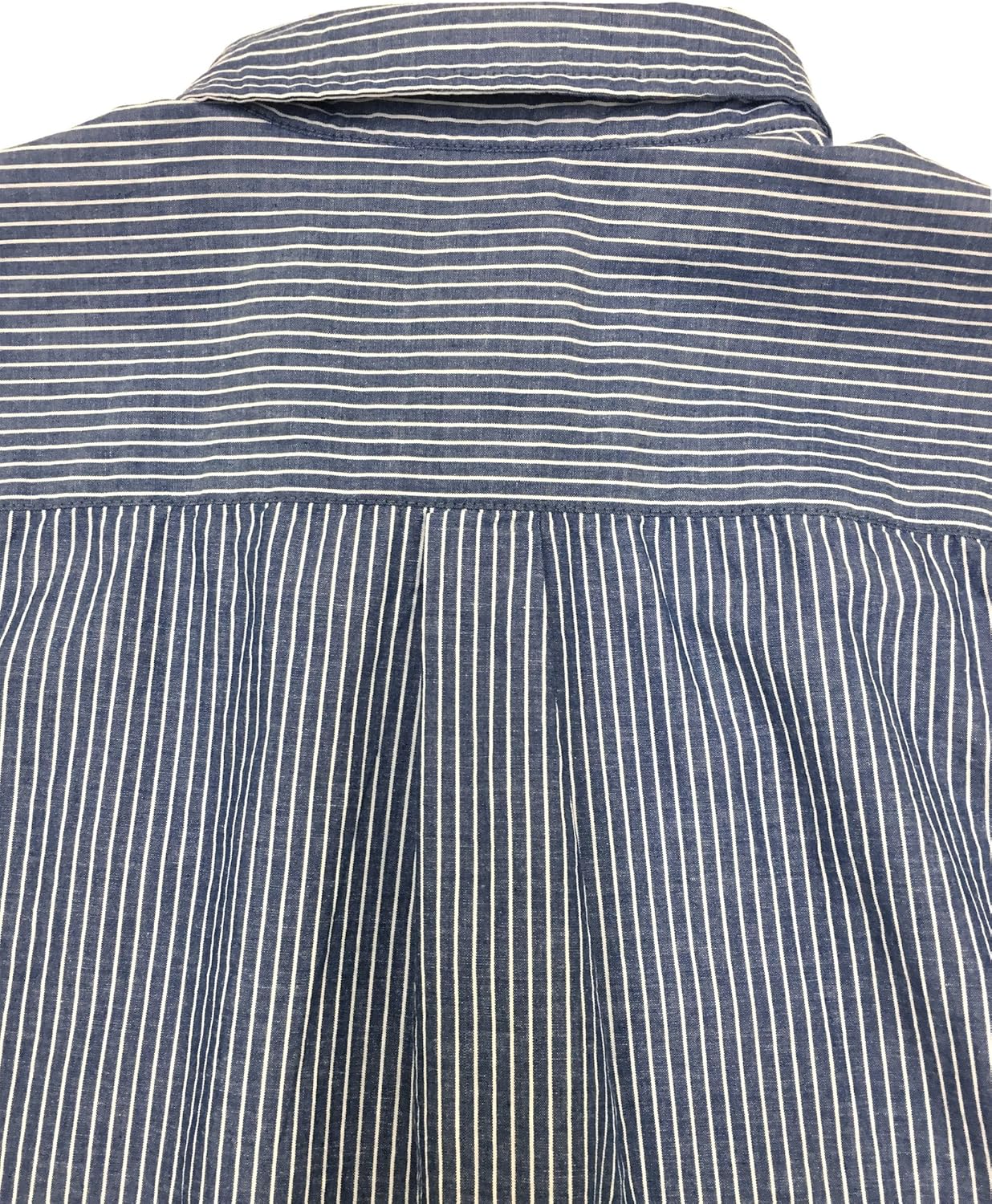Gild Classic Fit Man Shirt 100% Cotton Casual Long Sleeve, Blue Chambray Stripe L - Image 6
