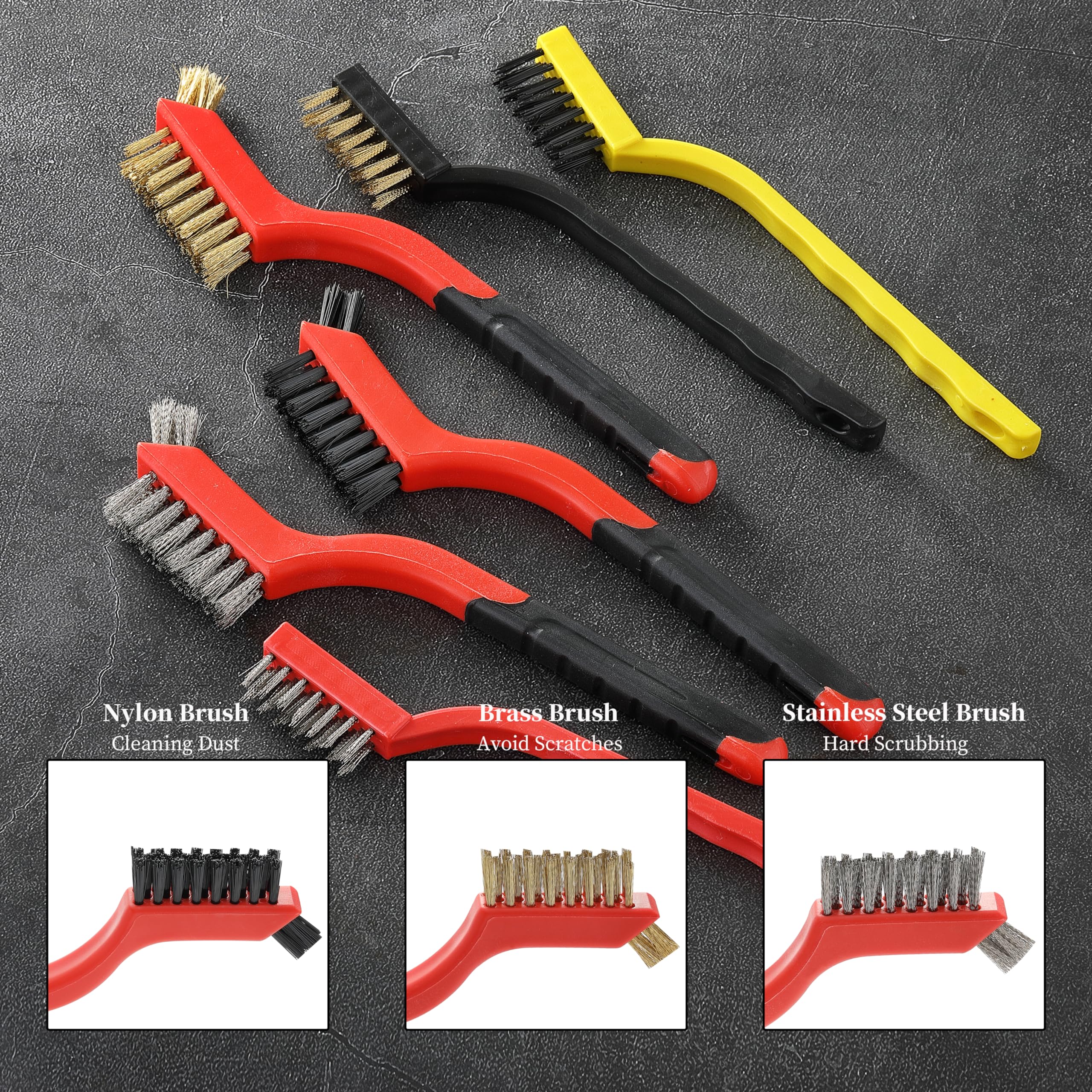 Lot De 5 Brosses Métalliques Robustes En Acier Inoxydable/laiton/nylon Multifonctionnelles Pour Nettoyer Les Scories De Soudure, La Rouille Et La Saleté