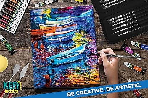 Miniatura 6 de KEFF Creations - Juego de pinceles de pintura acrílica, kit de 15 pinceles de artista premium, juego de 24 pinturas acrílicas, kit de pinceles para