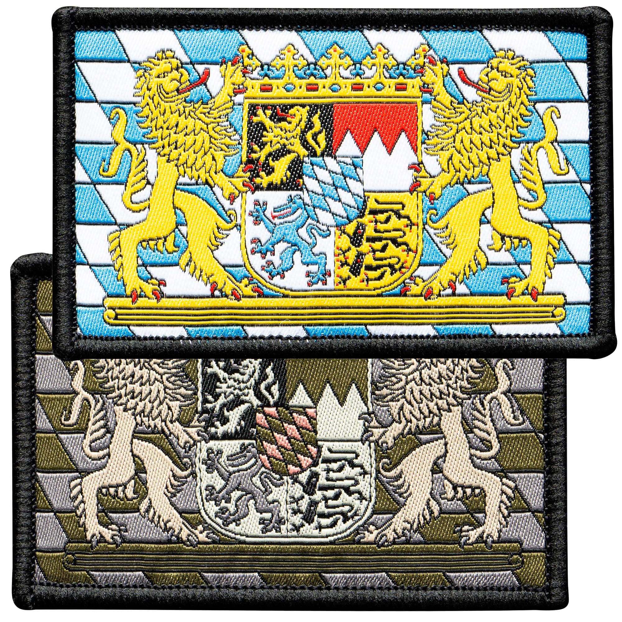 ALPENWOLF Bayern Patch Set – 2er Set Klassisch & Taktisch – 8×5 cm Gewebter Klett Aufnäher mit Bayernwappen – Für Rucksack, Cap, EDC Gear & Patch-Sammlung - 1