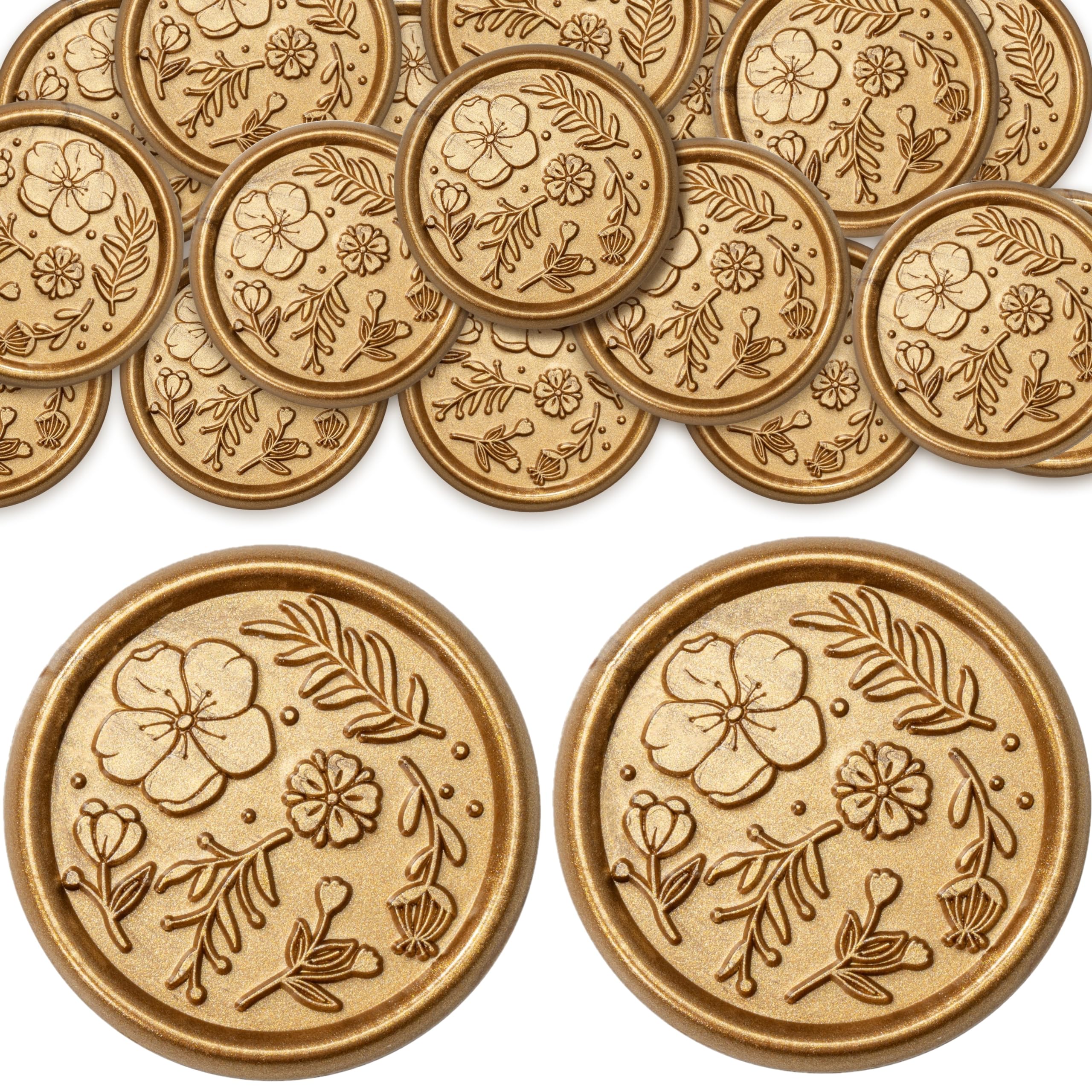 Autocollants de cire motif floral doré antique pour enveloppe de Noël et cadeau