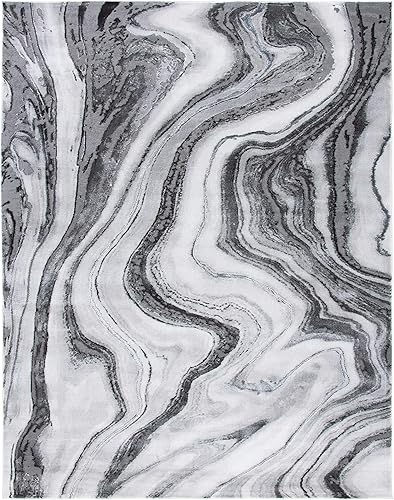 Miniatura 3 de SAFAVIEH Craft Collection - Alfombra de área de 8 x 10 pies, gris y plata, diseño abstracto moderno, no desprende pelusa y de fácil cuidado, ideal