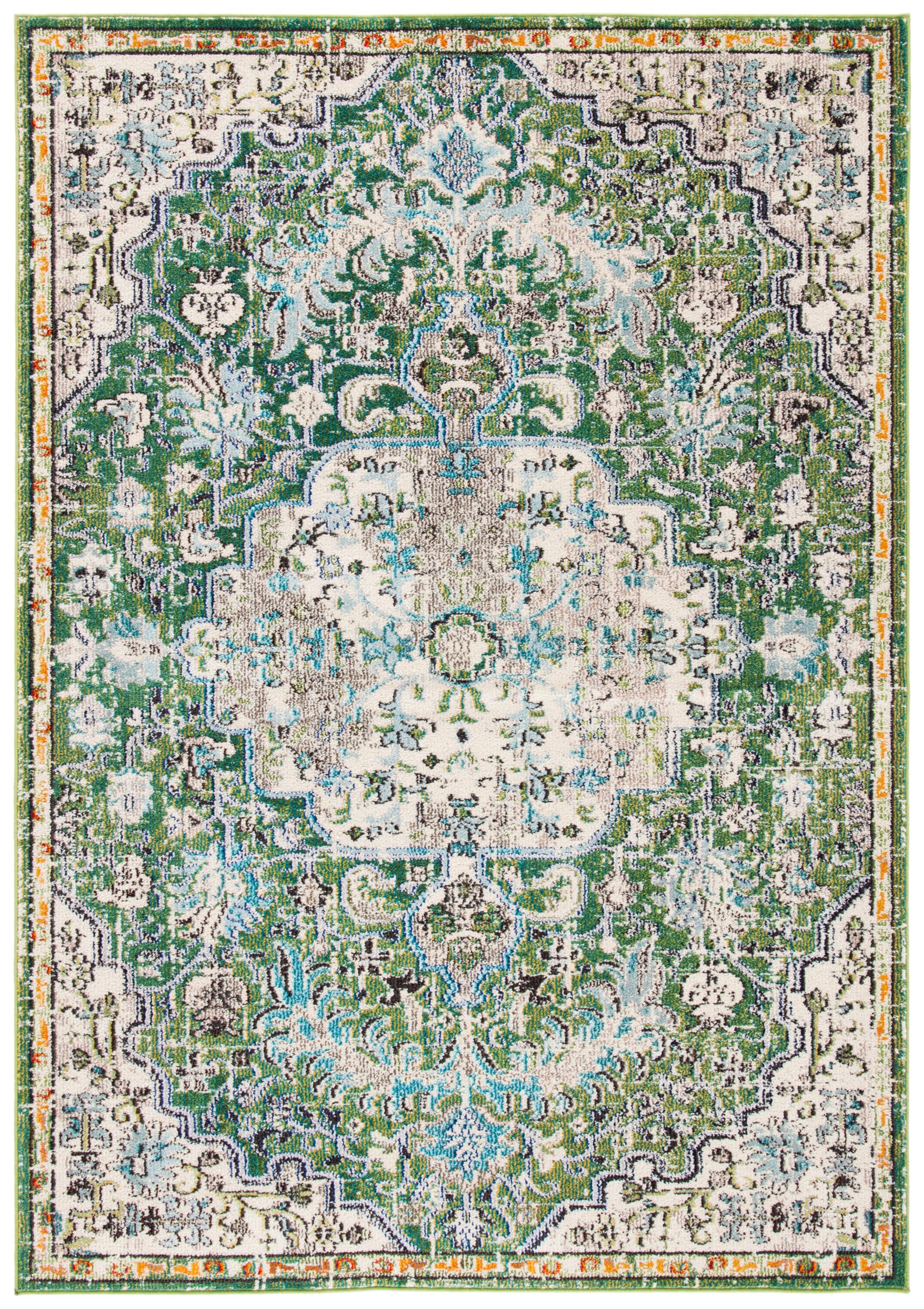 Tapis boho vert et turquoise Safavieh Madison 61x91 cm pour salon et petite chambre