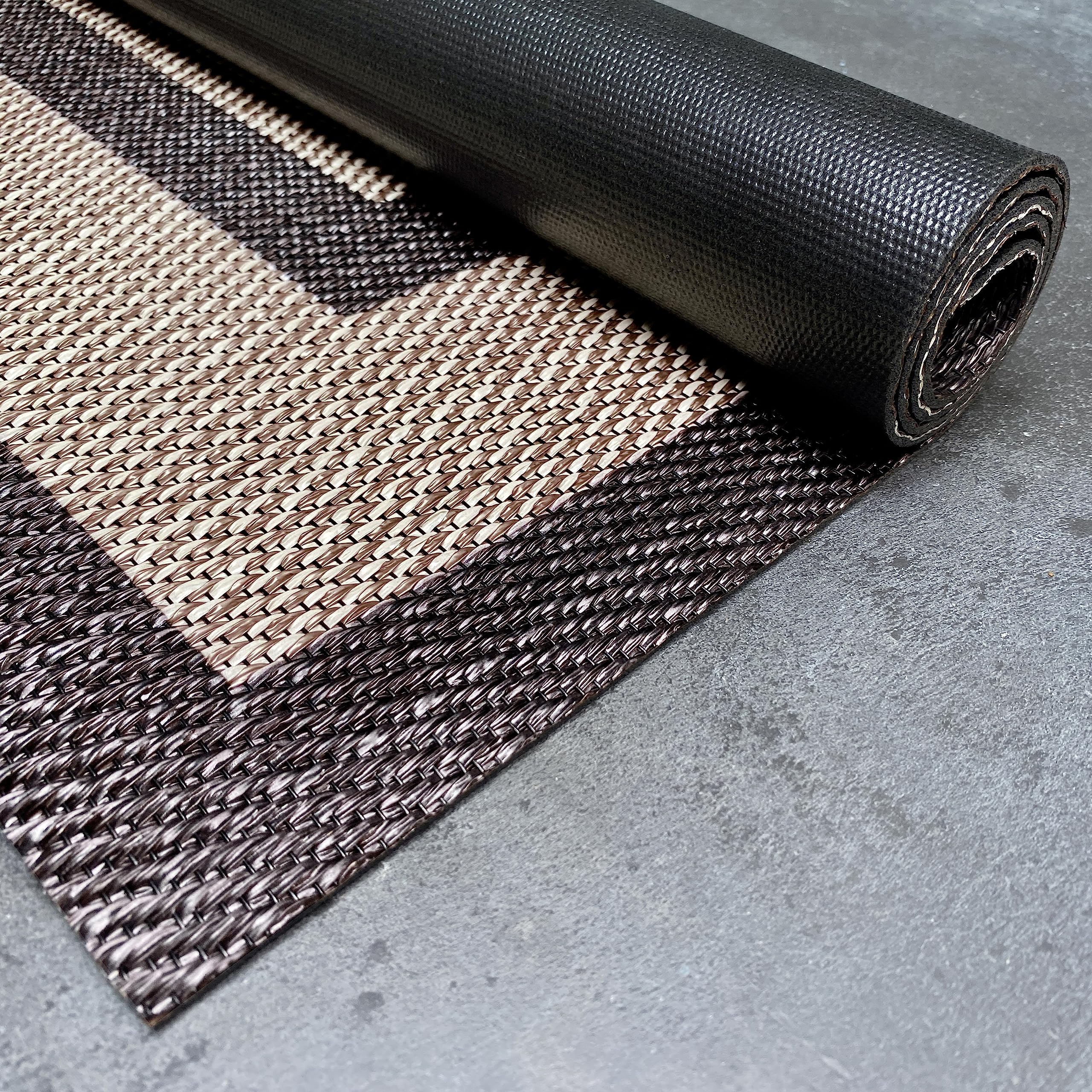 STORESDECO Alfombra vinilica de Tejido Trenzado Premium de Alta Gama Alfombras de habitacion Lavable Antideslizante y Resistente Salon baño hogar Cocina Pasillo Infantil Rectángulos Marrón 80x150 cm