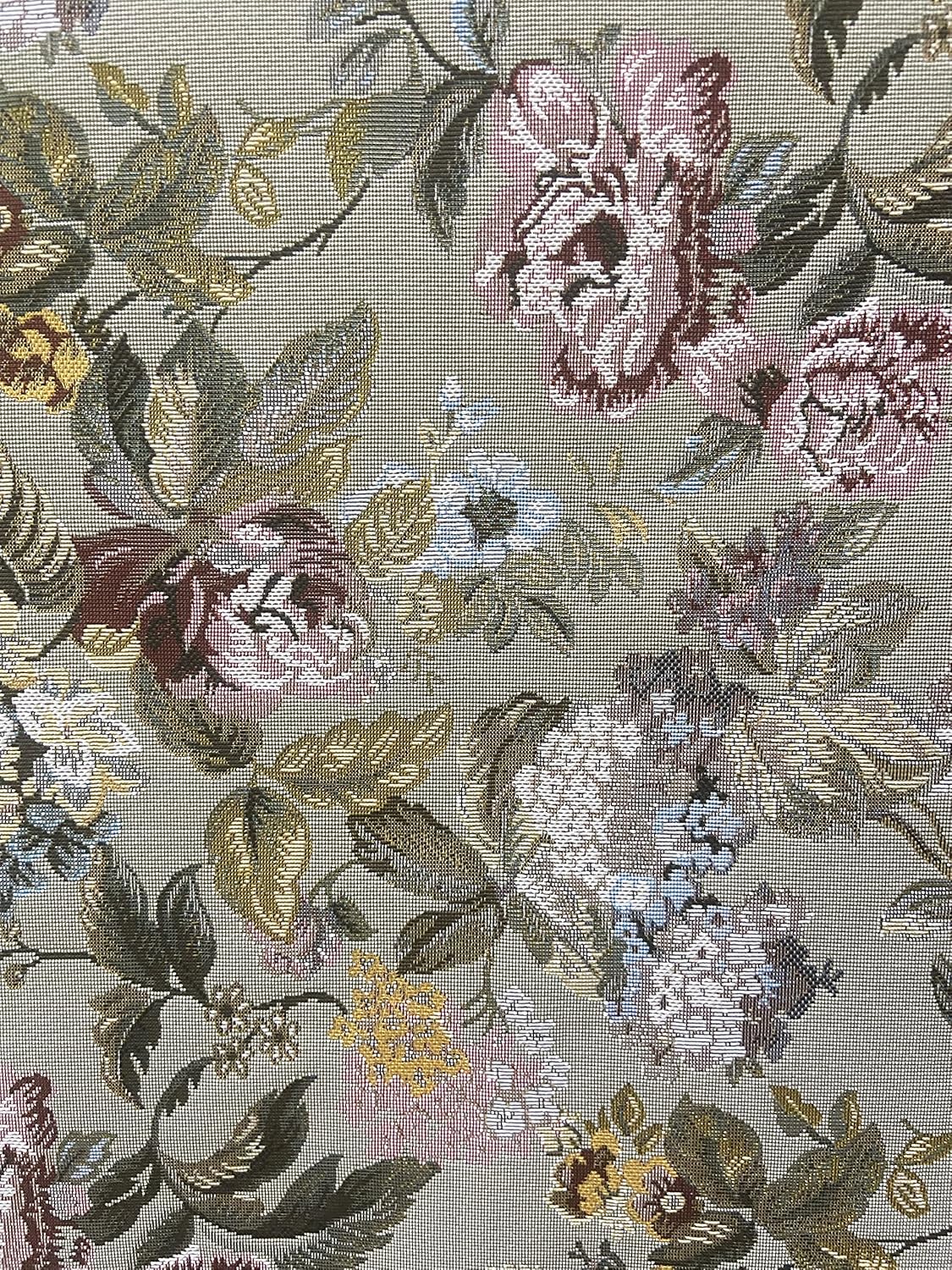 Classic Jacquard Woven Cotton Mix Floral Design Furnishing Fabric for Upholstery, Sofa, Diwan, Cushions, Chair and Craft - Width 54 inches - Fabric by The Yard (Green)