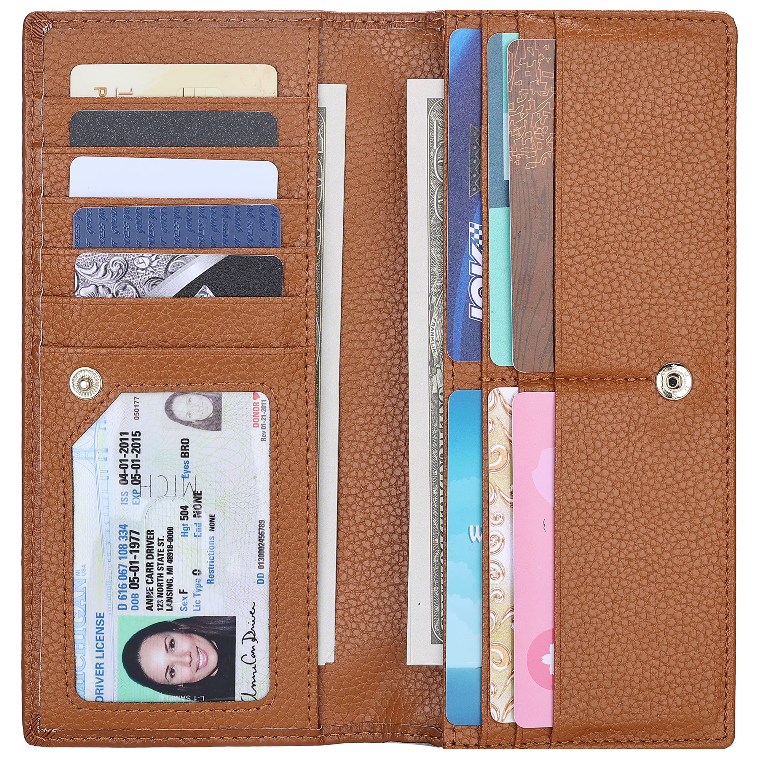 Lavemi Ultra Slim Thin Leather Women Wallet RFID Blocking Credit Card Holder Bifold Long Ladies Billfold