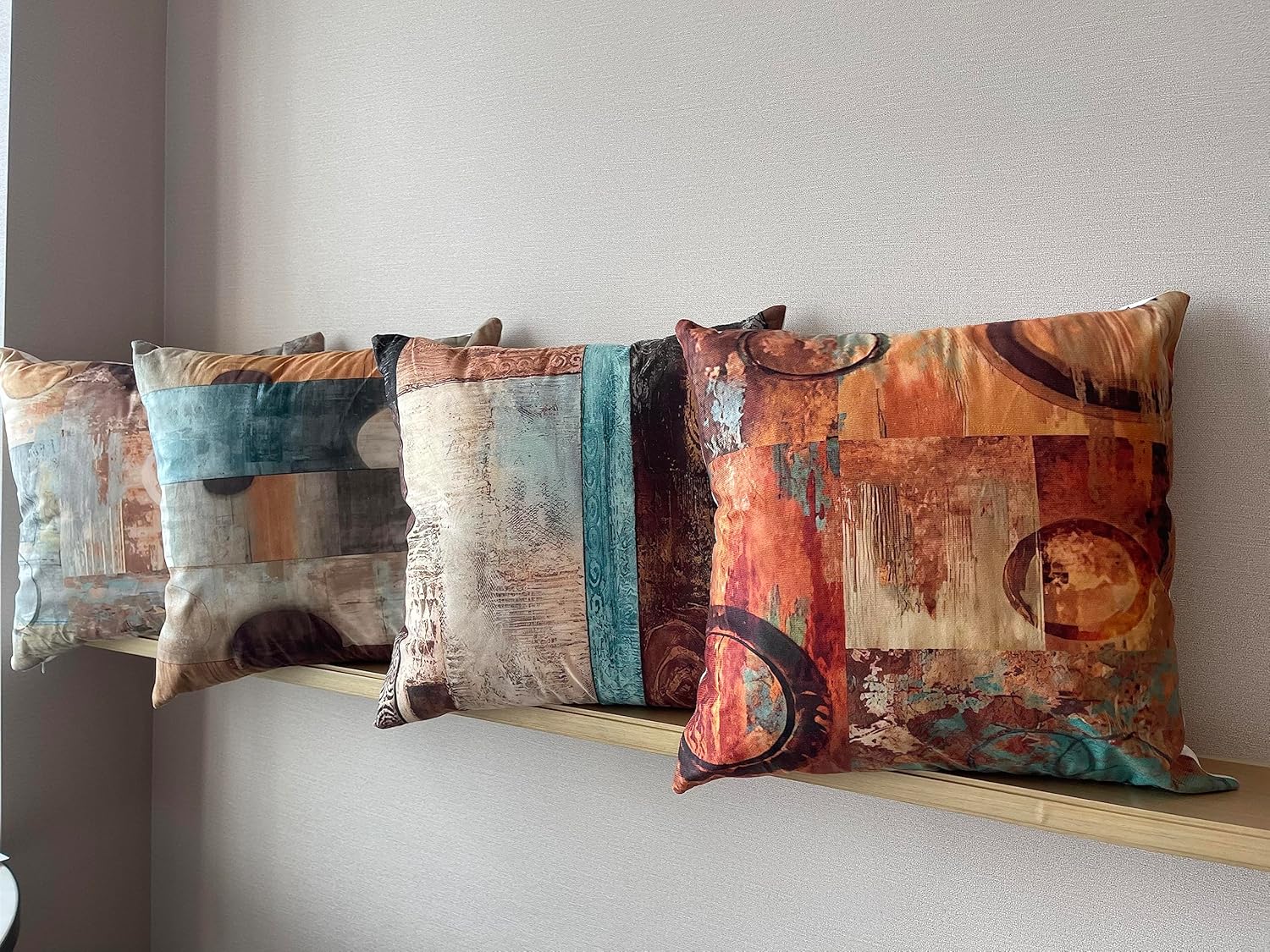 Retro Throw Pillow Covers 18x18 Inch Set of 4 ,Brown Decorative Throw Pillow Cases Modern Geometry Art Decorative Cushion Cover for Bedroom Bed Outdoor Couch Sofa - Image 8