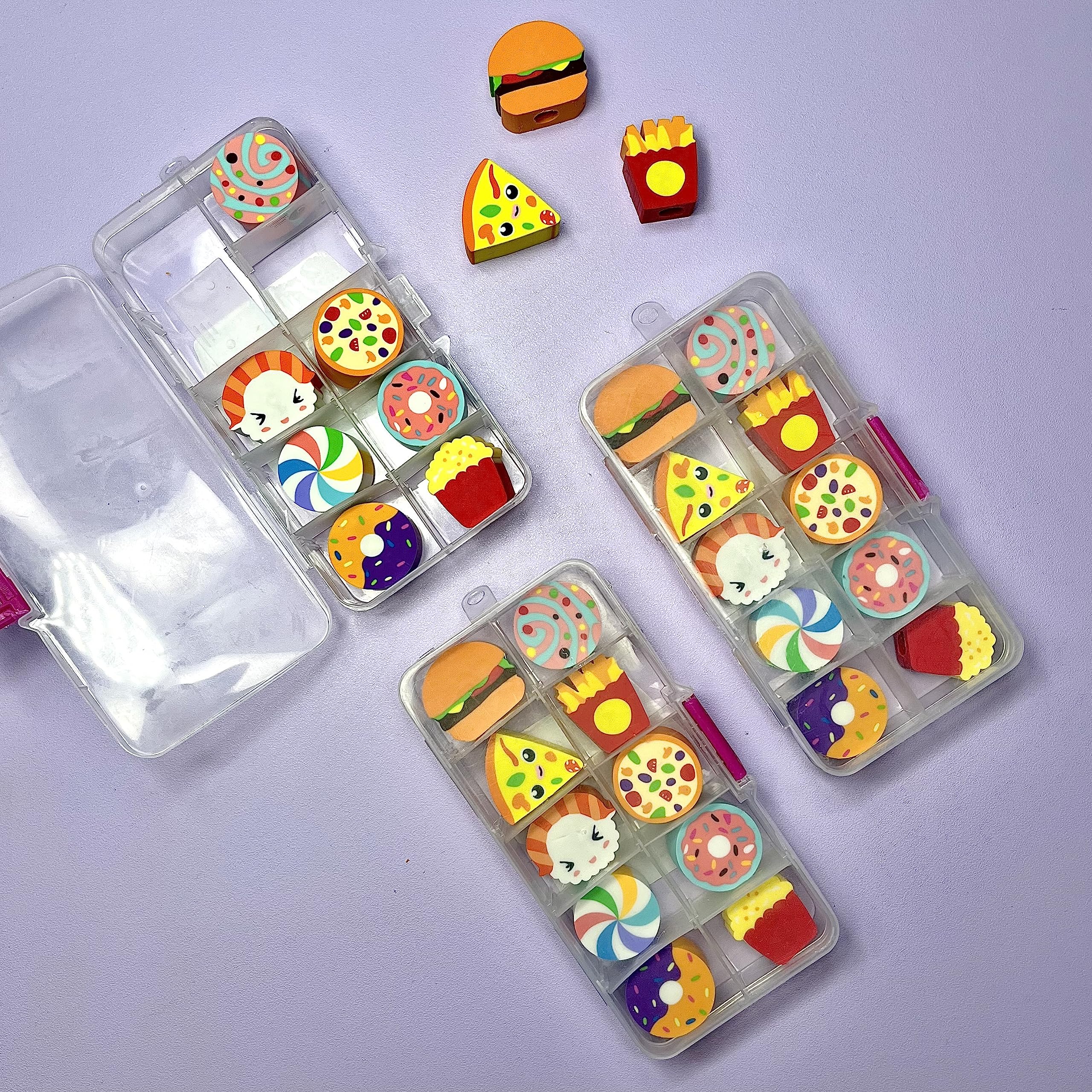 TINYMINYMO® 10 Pc Fast Food Themed Erasers and Pencil Topper Set in a Box/Cute Erasers and Pencil Toppers/School Stationery/Gift for Kids/Pencil Caps/Cute Return Gift Ideas (B0CBMXDT7D) Amazon Price History, Amazon Price Tracker
