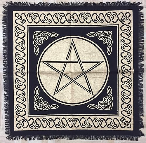 Indian Consigners Tela de altar Star Witchcraft Alter Tarot Spread Top Cloth Wicca Square Spiritual 36 x 36 Paño sagrado pentagrama dorado