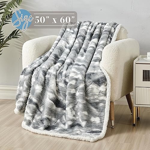 Miniatura 4 de Elegant Comfort Manta reversible de sherpa estampada, para todas las estaciones, súper suave, acogedora y afelpada, manta decorativa, perfecta para