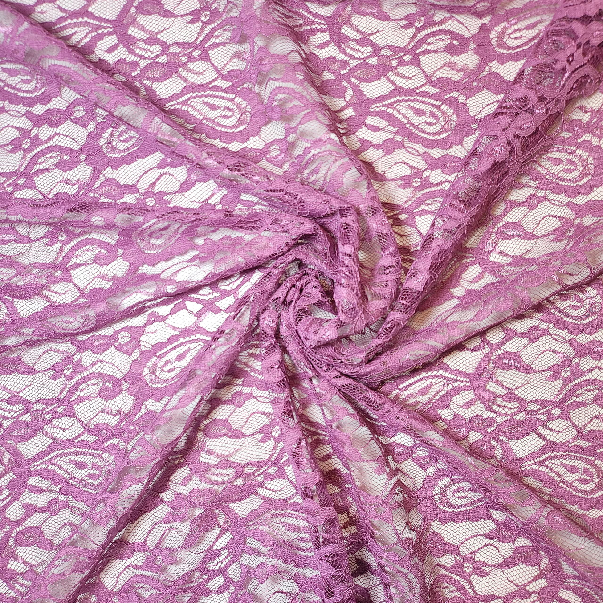 African Vintage Embroidery Bridal Nigerian French Embroidery Corded Budget Guipure Lace Mesh Net Fabric 54" Corded Budget Guipure Lace Mesh Net Fabric 54" (2 METER, Mauve Corded Floral) โ image 1