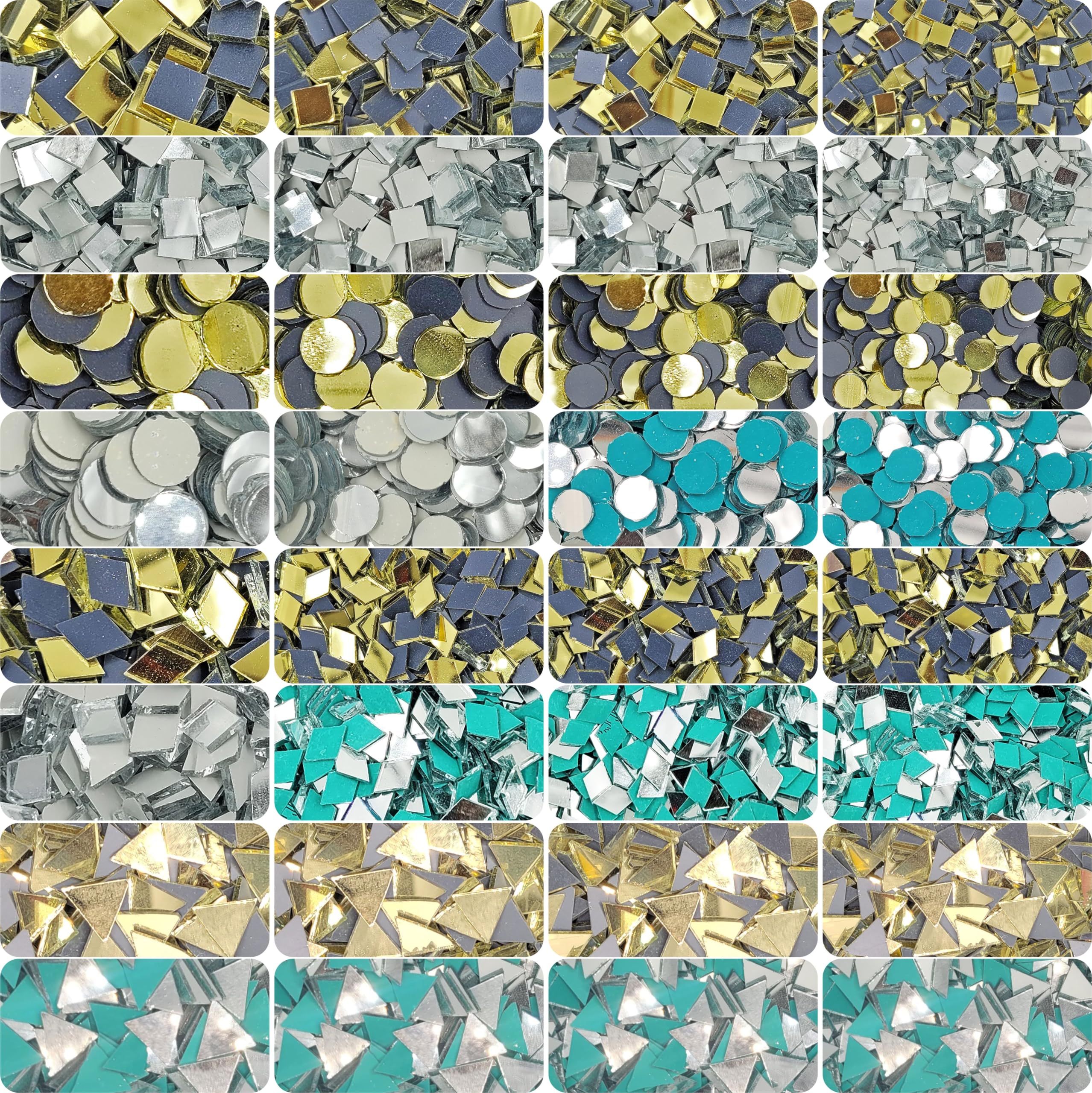 Craft Mirrors Set - Silver and Gold, Circle, Diamond, Square, Triangle Shapes for Lippan Art-image-11
