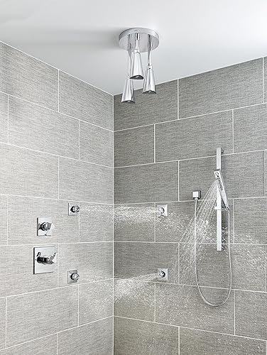 Miniatura 7 de Delta Faucet Cabezal de ducha H2Okinetic de montaje en techo de un solo rociador, cromado 57140