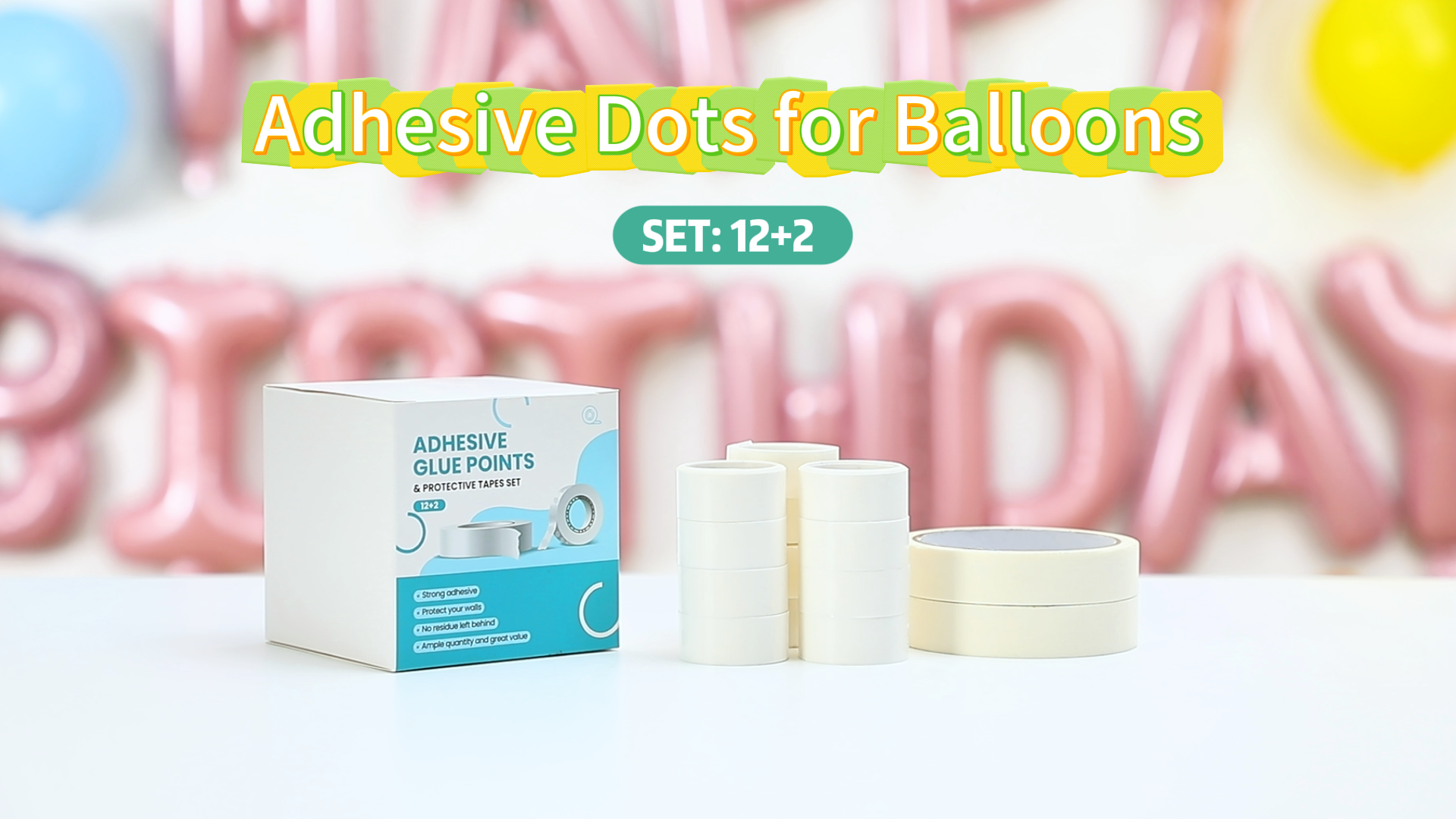 1200 Pieces Adhesive Glue Dots with 131ft Wall Protection Tapes, Protect Your Walls, Removable Double-sided Glue Tapes for Wall Balloon Decoration, Sticky Point Tapes for Crafts, Party, Birthday - Image 8