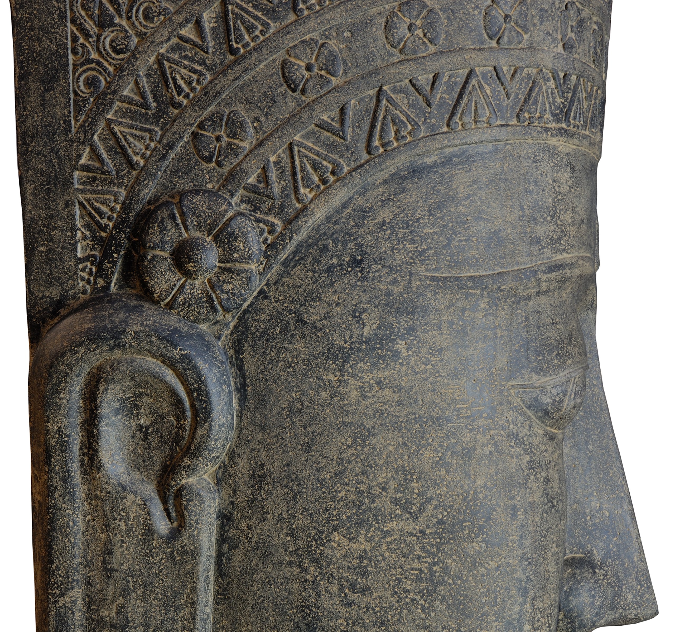 korb.outlet XXL wodospad Khmer głowa/Angkor Watt fontanna Budda figura ogrodowa/kamienna figurka lawy wodospad, na zewnątrz, odporna na mróz (190 cm)