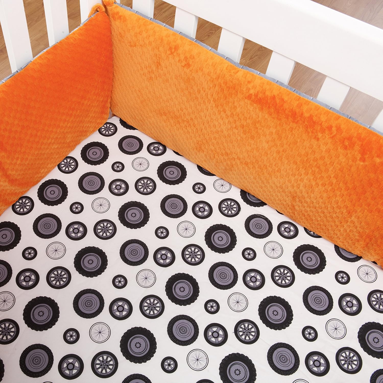 Teyo's Tires 3 Piece Infant Set, Black/White/Grey/Orange