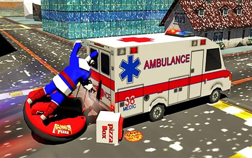 Livraison de pizza : Jeux de Noël du Père Noël - Simulateur de conduite de ville OpenWorld Auto-tamponneuse - Jeu amusant de livraison de pizza futuriste pour les enfants – vue 7