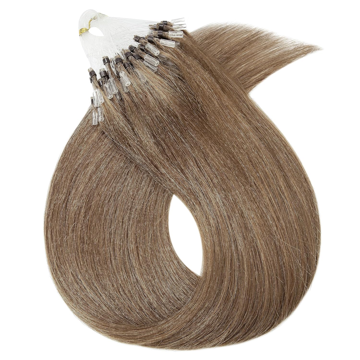 Hairro Micro Link Human Hair Extensions For Women 16 inch 50g 100 Strands #06 Light Brown