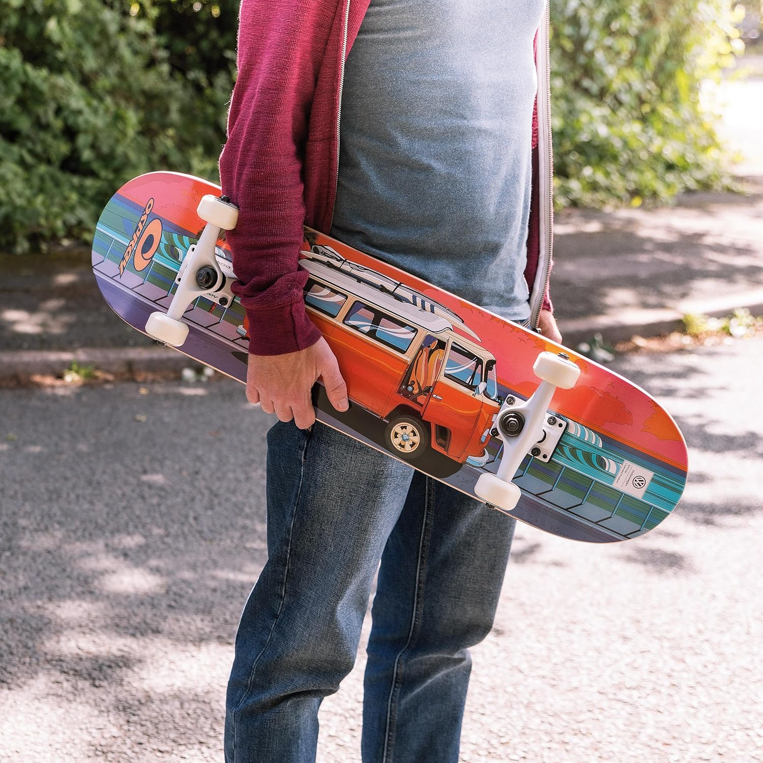 Osprey VW Complete Beginners Double Trick Kick Skateboard, Volkswagen Design, 31 x 8 Inches Maple Deck