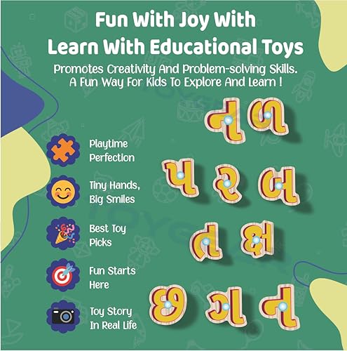 Image of Gujarati Alphabet Eco Friendly Materials Wooden Learning Toys Puzzle for Brain Training /jorky Cutting Puzzle for Home /School /Non-Toxic /Education Memory Games for Baby Boy and Girl