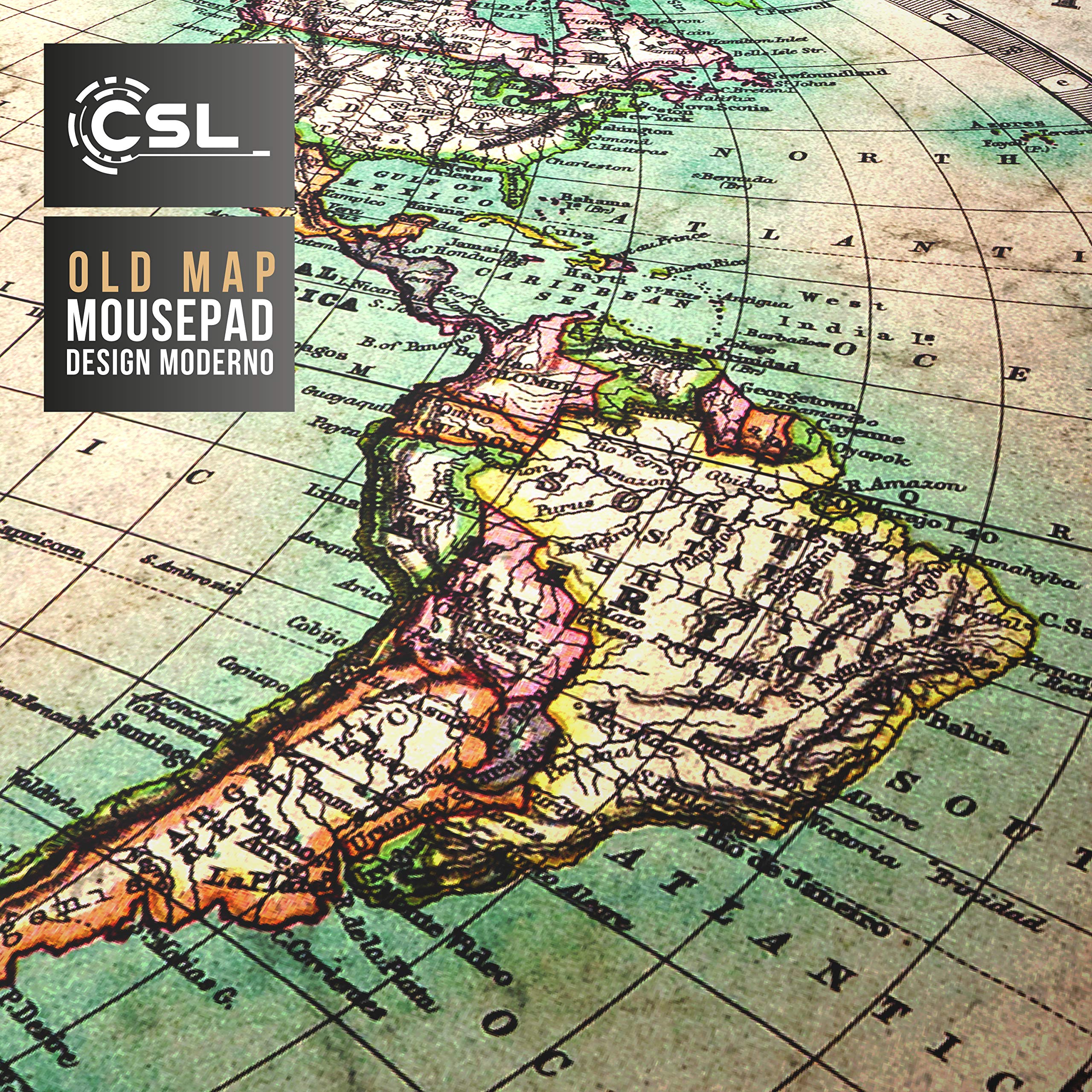 CSL – Tappetino per Mouse Oversize 900x400mm – Mousepad XXL con Stampa - Tappeto Extralarge – per precisione + velocità – per Mouse e Tastiera - Old Map