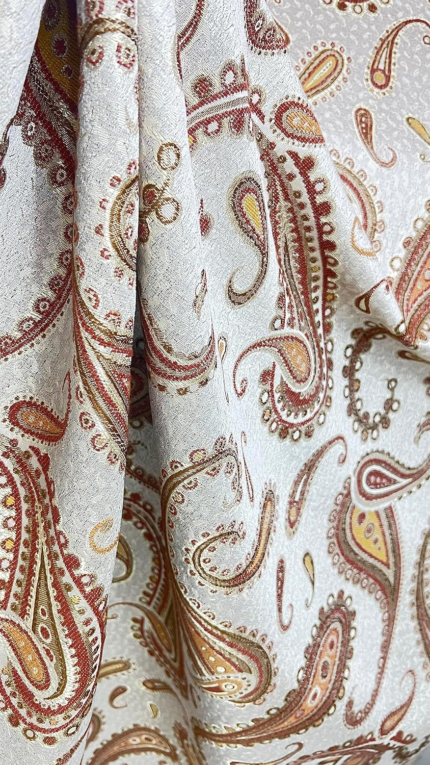 Paisley Design with Persian Pickle Motif on a Luxurious Classic Jacquard Fabric for Upholstery, Home Decor, Window Treatments, Crafts - Width 54 inches - Fabric by The Yard (Red)