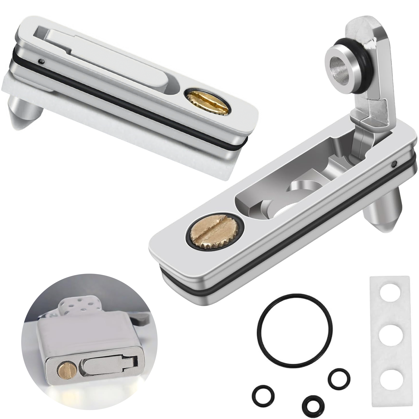 Kit Accessoires Zippo - Joint étanchéité, Coussin Coton, Pièces Rechange Pour Insert, économie Carburant, Or