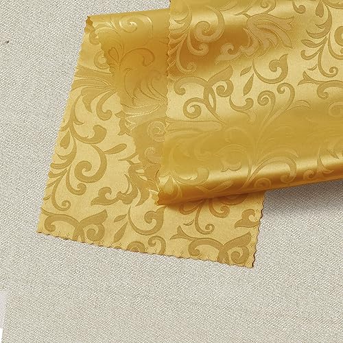 Miniatura 7 de Manyshofu Camino de mesa de satén de 5 piezas, 12 x 108 pulgadas, estampado jacquard de damasco naranja quemado para banquetes, chef, bufé, cena,